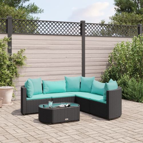 Vidaxl Salon De Jardin 6 Pcs Avec Coussins Noir Résine Tressée