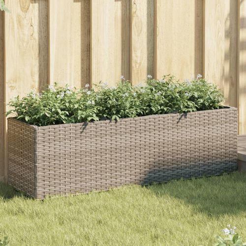 Vidaxl Jardinière Avec 3 Pots Gris 105x30x32 Cm Résine Tressée