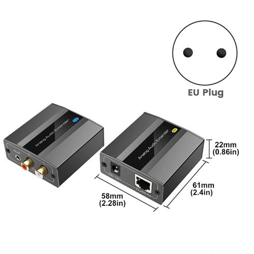 2X Prolongateur Audio Analogique 3,5 mm Stéréo sur Câble Ethernet Simple Cat5E/6/7 Jusqu'à 500 M Convertisseur Prise UE