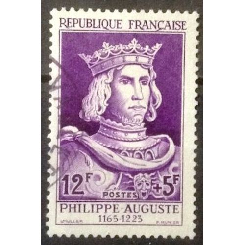 Célébrités 1955 - Xii Au Xxème Siècle - Philippe Auguste 12f+5f Violet (Superbe N° 1027) Obl - France Année 1955 - Brn83 - N33161