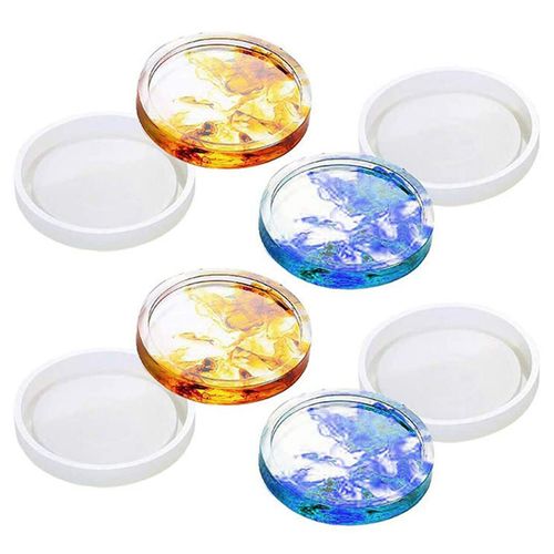 Paquet De 8 Moules À Dessous Verre Ronds En Silicone, Époxy Transparents Couler Avec La Résine