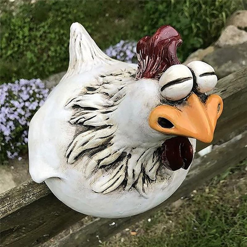 Poulet Assis Sur Une Clôture Décor Statues De Jardin Pour Clôtures ...