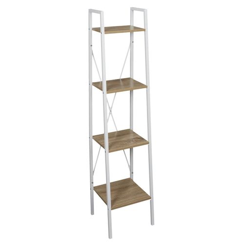 Etagère À 4 Planches En Bois Et Métal - L. 34 X H. 148 Cm. - Blanc