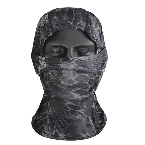 Black Python 11.8inchx14.6inch -Cagoule De Camouflage Actif D'extérieur, Masque Facial Complet Pour Cs Wargame, Cyclisme, Armée D