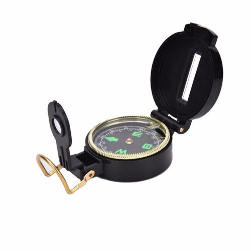 Black -Boussole lensatique en métal de haute qualité, 1 pièce, pour  Camping, randonnée, Style militaire, survie, marche, guide lumin