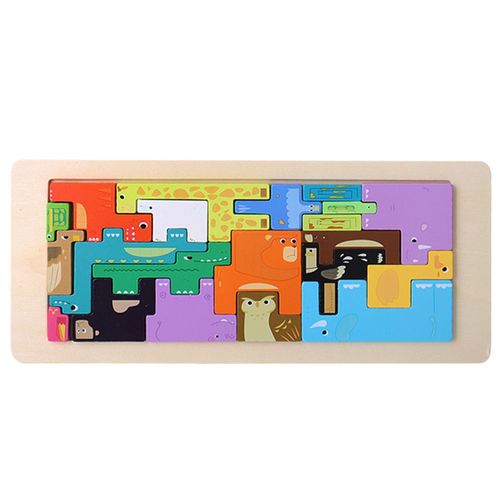 Puzzles, Puzzles Pour Enfants- Tetris- Cubes En Bois- 20-40 Pièces- Cubes Animaux