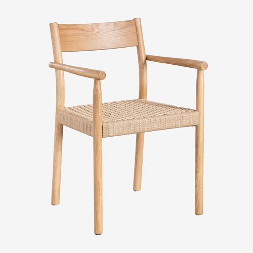 Pack De 4 Chaises De Salle À Manger En Bois De Chêne Et Corde Tressée Mara Bois Naturel