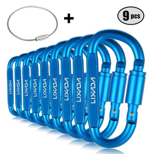 Bleu -Lixada Alliage D'aluminium D Ring Mousqueton Ensemble De Clips Vis Serrure Crochet Suspendu Boucle Porte Clés Câble Fil Ann