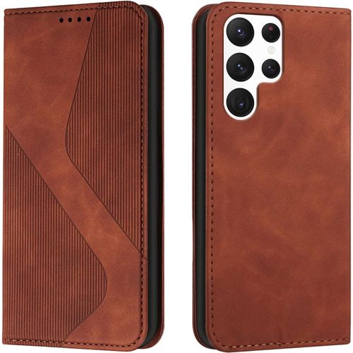 Coque Pour Samsung Galaxy S23 Ultra, Etui Samsung Galaxy S23 Ultra Cuir, Housse En Cuir Portefeuille Housse Avec Magnetique Flip Etui ¿¿ Rabat Case Etui Samsung Galaxy S23 Ultra (Marron)