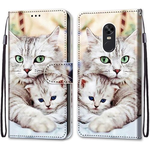 Coque Pour Xiaomi Redmi Note 4x, Etui En Cuir Pu Portefeuille Housse Coque Avec 360 Degres Silicone Antichoc Protection Cover Cuir Pochette Magnetique Und Flip Bequille (Chats 2)