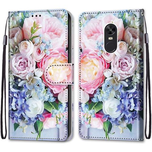 Coque Pour Xiaomi Redmi Note 4x, Etui En Cuir Pu Portefeuille Housse Coque Avec 360 Degres Silicone Antichoc Protection Cover Cuir Pochette Magnetique Und Flip Bequille (Fleur 3)