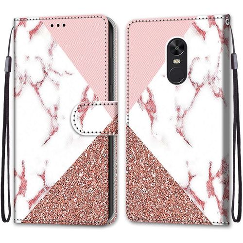 Coque Pour Xiaomi Redmi Note 4x, Etui En Cuir Pu Portefeuille Housse Coque Avec 360 Degres Silicone Antichoc Protection Cover Cuir Pochette Magnetique Und Flip Bequille (Marbre)