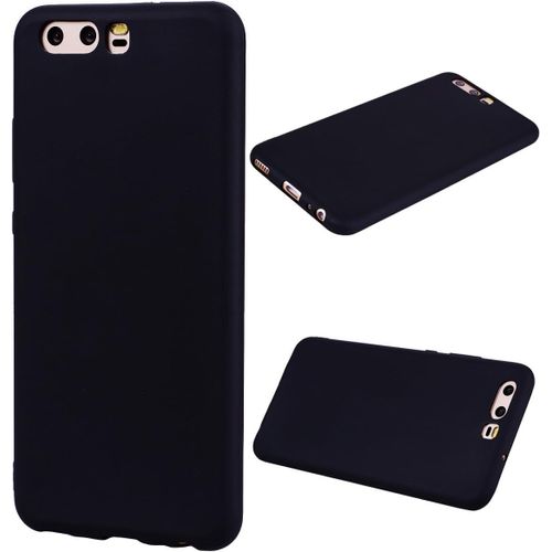 Coque Compatible Avec Huawei P10 Tpu Etui De,Couleur Unie Protection Housse En Souple Silicone Tpu Ultra Mince Et Anti-Rayures De Protection Etui- Noir