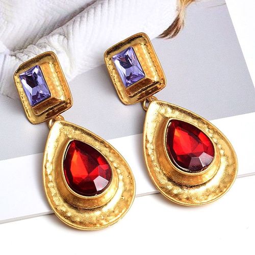 Boucles D'oreilles Pendantes En Métal Doré Pour Femmes, Nouveau Style, Strass Fins, Tendance, Vente En Gros