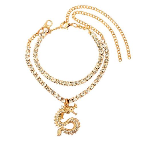 Chaîne De Cheville Bling Dragon Crystal Pour Femmes, Bijoux De Pied En Strass, Couleur Or Argent, Vente En Gros, Nouvelle Collection