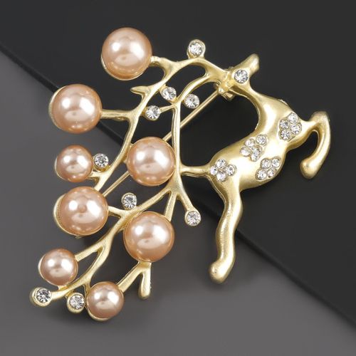 Broche De Noël En Métal Strass Imitation Perle, Broche Pour Femme, Accessoire Créatif Et Populaire