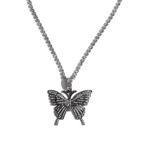 Grand Pendentif Papillon Pour Femmes, Collier Chaîne En Strass, Chaîne De Tennis Scintillante, Collier Ras Du Cou En Cristal, Bijoux De Fête
