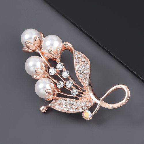 Broche En Métal Pour Femme, Imitation Perle, Fleur, Créative, Populaire, Accessoires De Banquet