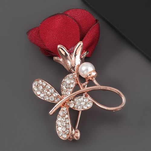 Broche En Métal Et Strass Pour Femme, Imitation Perle, Papillon, Rose, Fleur, Accessoire De Corsage Populaire Et Créatif