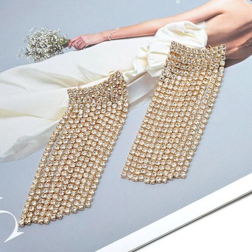 Boucles D'oreilles Longues En Strass Transparent Pour Femmes, Chaîne Pendante En Cristal De Haute Qualité, Accessoires De Bijoux Pour Femmes, Vente En Gros, Nouvelle Collection
