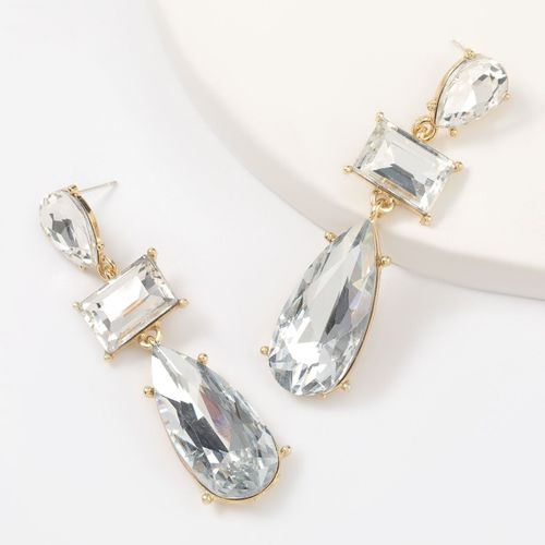 Boucles D'oreilles Carrées En Métal Et Verre Pour Femmes, Accessoires De Bijoux Créatifs Et Populaires Pour Banquet, Nouvelle Mode 2021