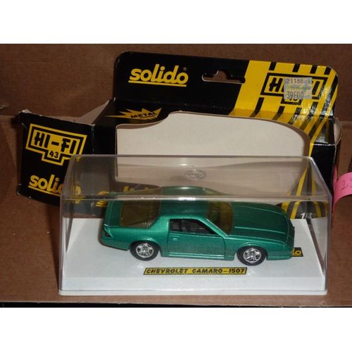 [254] Miniature 1,43ème : Chevrolet .Camaro - Couleur Vert - Marque : Solido Hifi-Solido