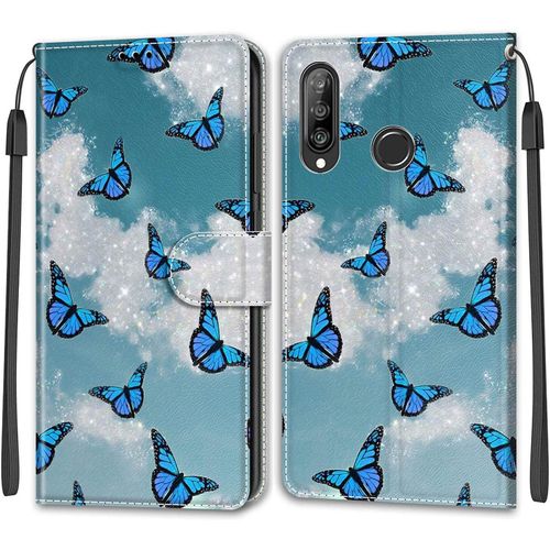 Coque Pour Huawei P30 Lite, Coque P30 Lite, Etui Protection Housse Premium En Cuir Pu, [Emplacements Cartes], Pochette Flip Case Compatible Avec Huawei P30 Lite/Nova 4e Book