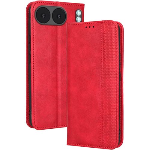 Coque Pour Oneplus Nord 4 / Oneplus Ace 3v (6.74"" Inches) Etui Housse, Etui De Telephone En Cuir Avec Fente Pour Carte Texturee Elegante.Rouge