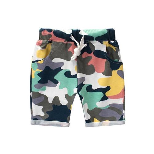 Short Camouflage Gar?On Eté Taille ?Lastique Casual Short En Coton Motif Imprimé