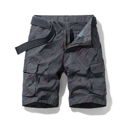 Short Cargo Homme Coupe Droite Bermuda Ete Coton Multi-Poches Tissu Confortable