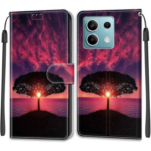 Coque Pour Xiaomi Redmi Note 13 5g (Pas Pour 4g) Etui, Pochette Protection Etui Housse Premium En Cuir Pu,Fermeture Magnetique Pour Redmi Note 13 5g [Coucher De Soleil]