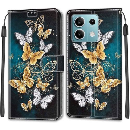 Coque Pour Xiaomi Redmi Note 13 5g (Pas Pour 4g) Etui, Pochette Protection Etui Housse Premium En Cuir Pu,Fermeture Magnetique Pour Redmi Note 13 5g [Papillon]