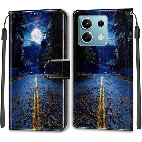 Coque Pour Xiaomi Redmi Note 13 5g (Pas Pour 4g) Etui, Pochette Protection Etui Housse Premium En Cuir Pu,Fermeture Magnetique Pour Redmi Note 13 5g [Lune]