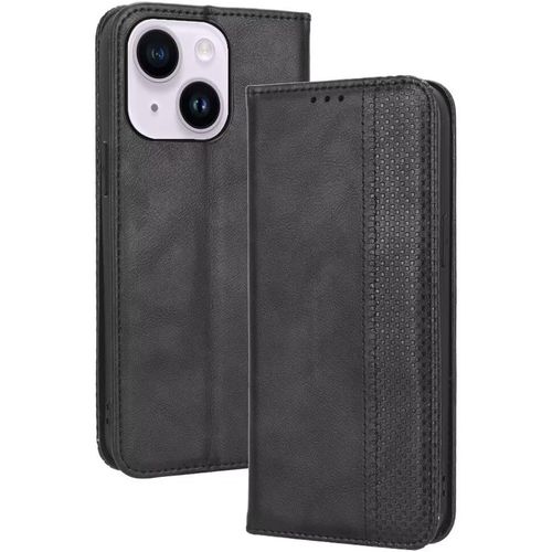 Coque Pour Smartphone, Compatible With Iphone 15 Plus (6.7"" Inches) Etui Housse, Etui De Telephone En Cuir Avec Fente Pour Carte Texturee Elegante.Le Noir