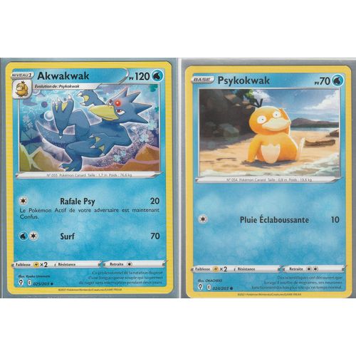 2 Cartes Pokemon - Akwakwak 025/203 - Psykokwak 024/203 - Épée Et Bouclier 7 - Evolution Céleste - Eb7 - Vf