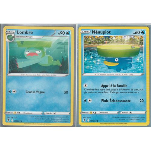 2 Cartes Pokemon - Lombre 033/203 - Nénupiot 032/203 - Épée Et Bouclier 7 - Evolution Céleste - Eb7 - Vf