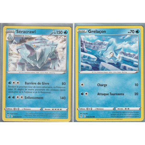 2 Cartes Pokemon - Séracrawl 045/203 - Grelaçon 044/203 - Épée Et Bouclier 7 - Evolution Céleste - Eb7 - Vf