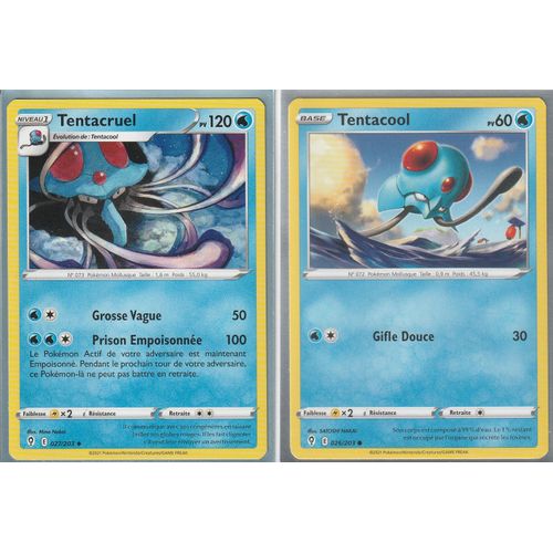 2 Cartes Pokemon - Tentacruel 027/203 - Tentacool 026/203 - Épée Et Bouclier 7 - Evolution Céleste - Eb7 - Vf