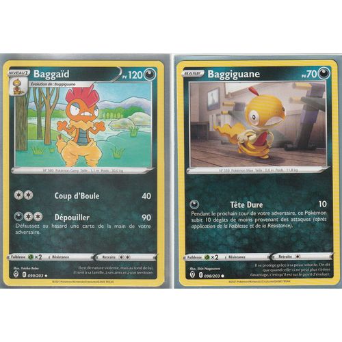 2 Cartes Pokemon - Baggaïd 099/203 - Baggiguane 098/203 - Épée Et Bouclier 7 - Evolution Céleste - Eb7 - Vf