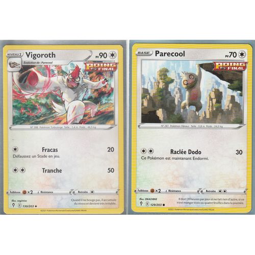 2 Cartes Pokemon - Vigoroth 130/203 - Parecool 129/203 - Épée Et Bouclier 7 - Evolution Céleste - Eb7 - Vf