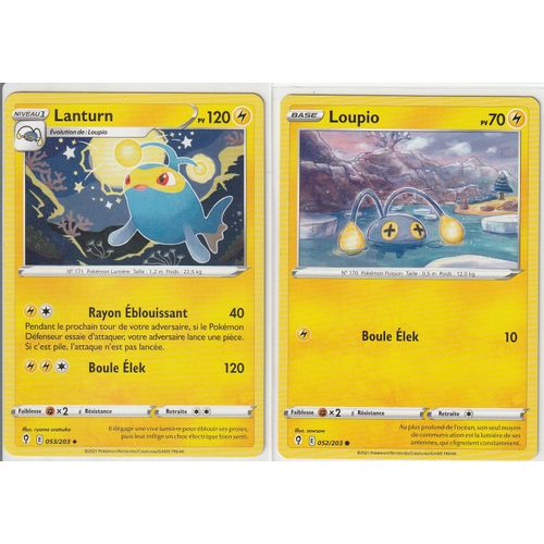 2 Cartes Pokemon - Lanturn 053/203 - Loupio 052/203 - Épée Et Bouclier 7 - Evolution Céleste - Eb7 - Vf