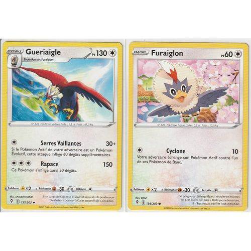 2 Cartes Pokemon - Gueriaigle 137/203 - Furaiglon 136/203 - Épée Et Bouclier 7 - Evolution Céleste - Eb7 - Vf