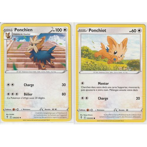 2 Cartes Pokemon - Ponchien 134/203 - Ponchiot 133/203 - Épée Et Bouclier 7 - Evolution Céleste - Eb7 - Vf
