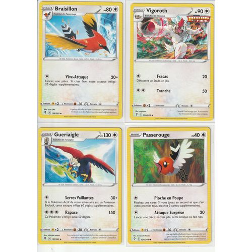 4 Cartes Pokemon - Vigoroth 130/203 - Gueriaigle 137/203 - Passerouge 138/203 - Braisillon 139/203 - Épée Et Bouclier 7 - Evolution Céleste - Eb7 - Vf