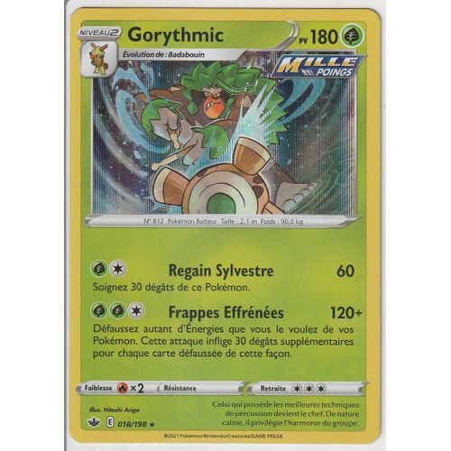 Carte Pokemon - Gorythmic - 018/198 - Holo-Rare - Épée Et Bouclier 6 - Règne De Glace - Eb6 -Vf