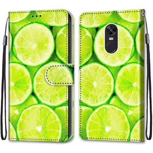 Coque Pour Xiaomi Redmi Note 4x, Etui En Cuir Pu Portefeuille Housse Coque Avec 360 Degres Silicone Antichoc Protection Cover Cuir Pochette Magnetique Und Flip Bequille (Citron)