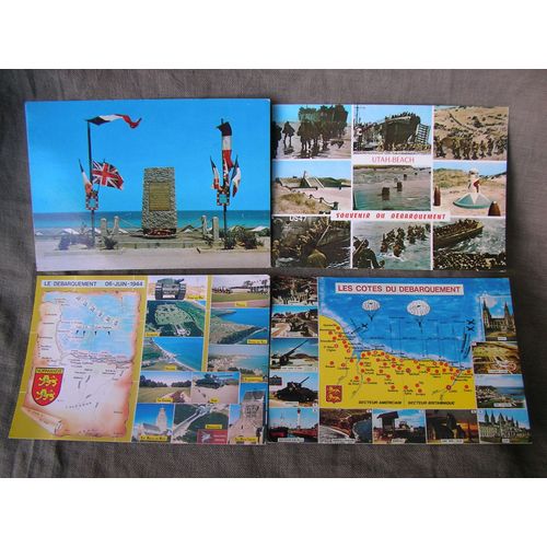 Ww2/Postwar France Lot De 4 Cartes Postales Vierges Du Debarquement De Normandie 6 Juin 1944