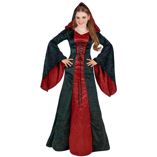 Déguisement Gothique À Capuche Rouge Et Noir Femme - Taille: Small