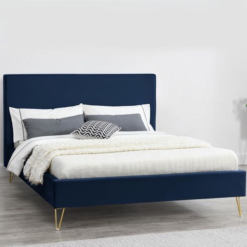 Riverside Lit 140 Velours Bleu & Laiton