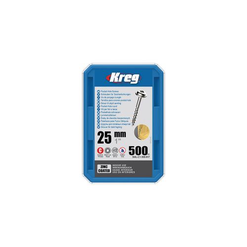 500 vis galvanisés - 8 x 25 mm - filetage épais - Maxi-Loc carré